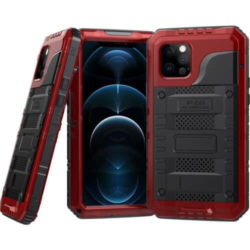 Ip68 Rugged Armor Slide Camera Lens Phone Case For Iphone 12 Pro Max Metal Aluminum Military Grade Bumpers Armor Kickstand Cover