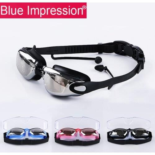 B.I Professional Silicone myopia Swimming Goggles Anti-fog UV Swimming Glasses With Earplug for Men Women diopter Sports Eyewear