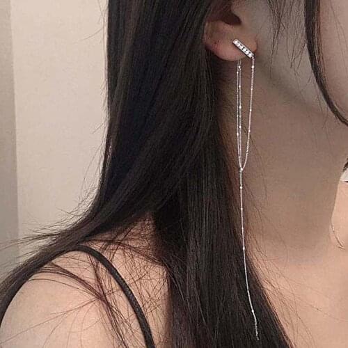 Simple 925 Sterling Silver Long Tassel Drop Earrings for Women Party Wedding Accessories Jewelry Brincos eh1076
