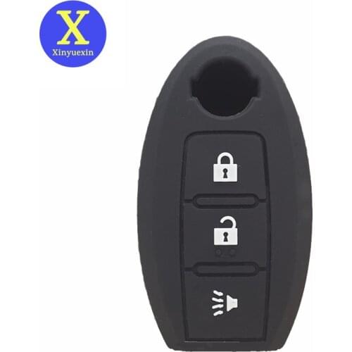 Xinyuexin Silicone Car Key Cover FOB Case For Nissan Qashqai Juke X-trail Note Almera Altima Serena 3 Buttons Remote Key Case