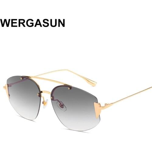 WERGASUN Luxury Brand Designer Female Sunglasses Women Rimless Sun Glasses Gradient Shades Lens Ladies UV400