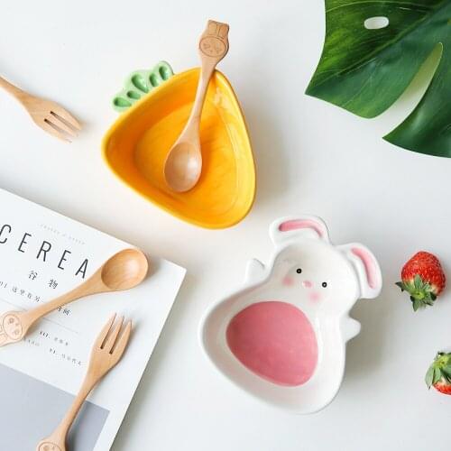 Super Cute Radish Holding Rabbit Ceramic Household Bowl Baby Children Supplementary Food Small