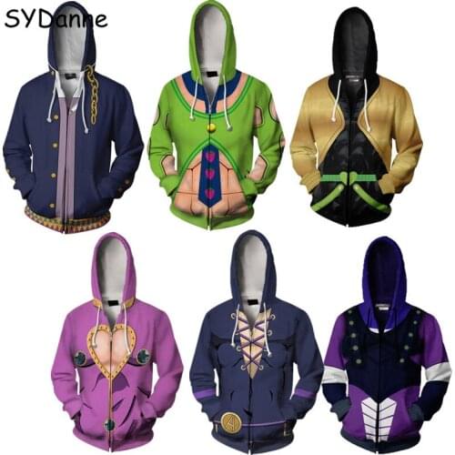 Anime Jojo Bizarre Adventure Hoodie Sweatshirts Cosplay Costume Kira Yoshikage Joestar Kujo Jotaro Hooded Sweater Shirt Men Boy