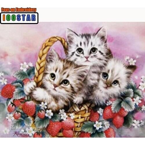 Three cats Cute kitten 5d Diy diamond painting diamond cross stitch round diamond mosaic sets finished diamond embroidery