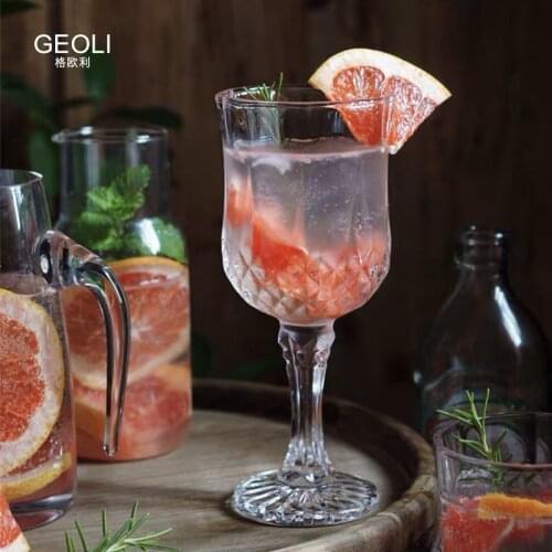 Retro Embossed Carved Crystal Wine Glass Wine Cup Goblet Champagne Flutes Cocktail Glass Bar Home Drinkware