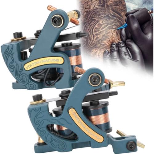 Rotary Tattoo Machine Carbon Steel Liner Shader Tattoo Coil Machine Microblading Permanent Makeup Tool for Tattoo Artists Blue