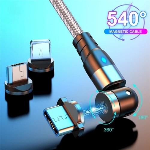 540 Roating Magnetic Cable Micro USB Type C Phone Cable or Huawei Charging Cord Wire For Samsung S10 S9 Magnet Charger