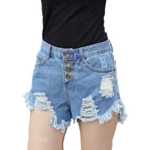2018 Woman Fashion Cool Ripped Jeans Shorts Short Jeans Summer Women Denim Shorts Frayed Hole Boy Friend Style