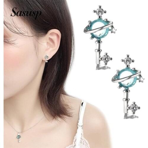 Sasusp Trendy Crystal Ball Earrings for Women Planet Star Ear Studs Ladies Statement Fashion Jewelry 2019