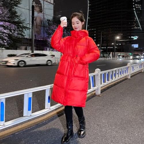 Winter Solid Warm Long Women Parkas Casual Hooded Zipper Thick Puffer Jacket for Ladies Quilted Loose Cotton Padded Coat Outwear