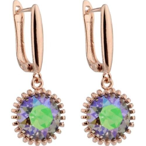 2021 Trend Rose Gold Fashion Jewelry Color Stone Drop Earring For Women Girl Flower Hollow Unusual Earrings Jewelry for women