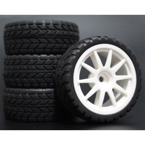 4pcs 1/10 RC Soft Rubber Touring Tire Tyre Wheel Rim