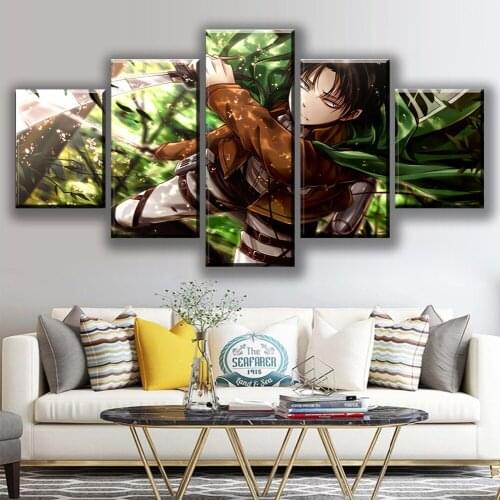 Home Decoration Canvas 5 Pieces Painting Attack on Titan Anime Pictures Wall Art Prints Modular Modern Frame Poster For Boy Room