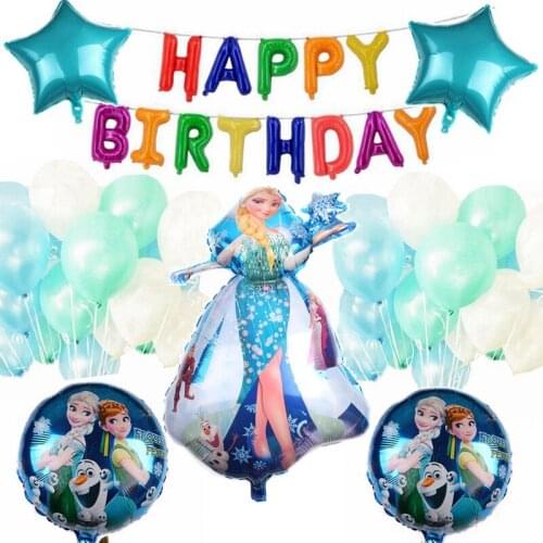50pcs/Lot Disney Elsa Frozen Olaf Baby Girls Birthday Party Deocration 32'' 1-9 Number Foil Latex Inflatable Toys Balloons Suit