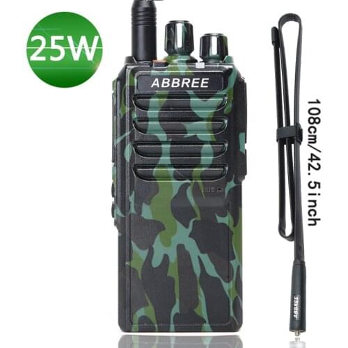 Abbree AR-25W 25W High Power Walkie Talkie UHF 400-480MHz 10Km Range Radio 4000mAh Battery + Foldable CS Tactical Antenna
