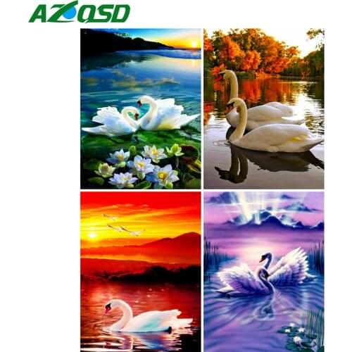 AZQSD Diamond Painting Swan Cross Stitch Kits Full Drill Rhinestones Handicraft Diamond Embroidery Animal Mosaic Home Decoration