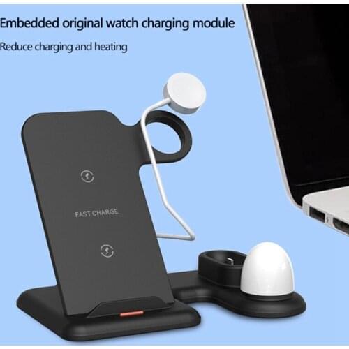 4 In 1 Qi Wireless Charging Pad 10W Fast Charger Night Light For Watch For Earphone Dock Stand Wireless Chargers Qi Certified