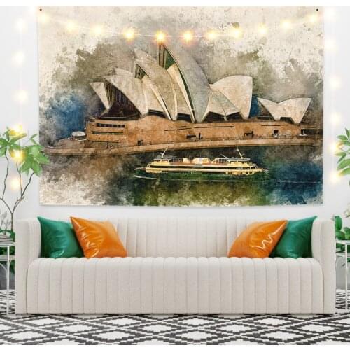 Champagne Landscape Tapestry Vintage Exotic Summer Plant Nature Frame for Bedroom Photography Wall Decor