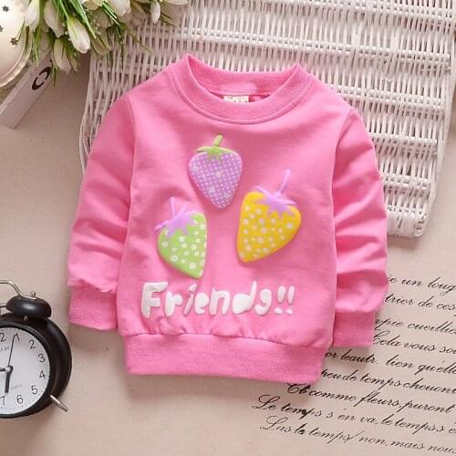 Children Hoodies Sweatshirts Boys Girls Kids Cartoon Strawberry Cotton Pullover Tops Baby Spring Autumn Clothes