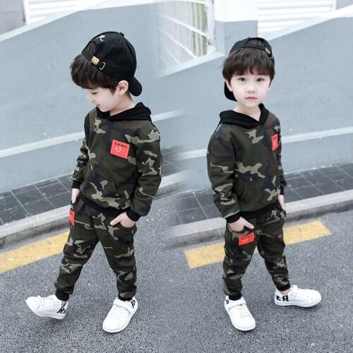 Baby Kids Camouflage Clothing Set Spring Fall Schoolchild Military Uniform Childrens Sweater Suit Hoodies + Pants 2 Pcs B184