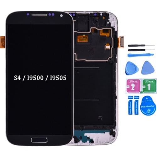 For Samsung Galaxy S4 i9505 i9500 i337 LCD Display and Touch Screen Digitizer Assembly With Frame Can be adjust the brightness