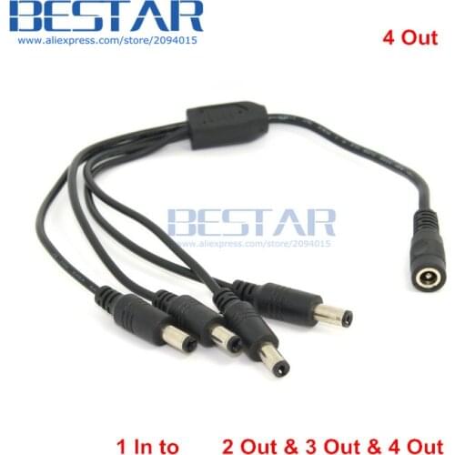 DC 5.5 * 2.1 mm Jack Power Female Barrel 1 in to 2out & 3 out & 4out Male Plug Barrel Splitter Cable for LED Light Controller