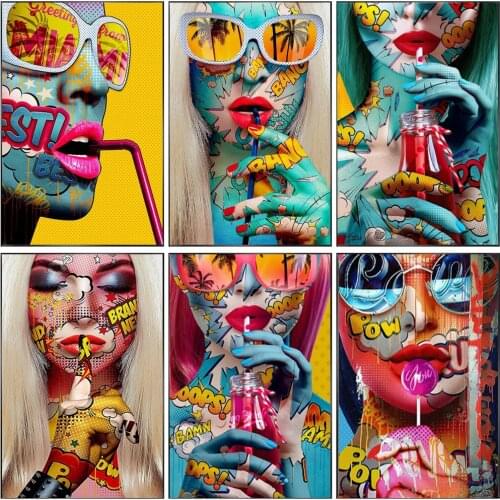 Graffiti Women Portrait Canvas Painting Posters and Prints Wall Art Pictures for Living Room Bedroom Home Decor Cuadros Unframed