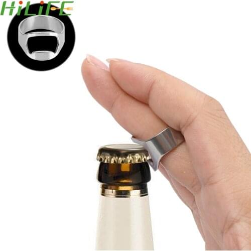 HILIFE Beer Soda Bottle Cap Portable Ring Bar Tools Finger Ring-Shape Stainless Steel Bottle Opener Kitchen Accessories
