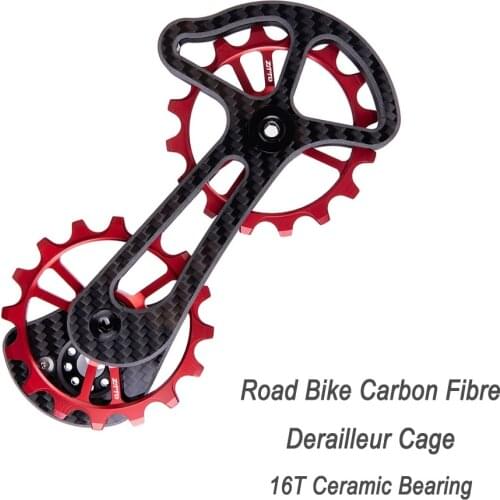 Road Bike Carbon Fibre Derailleur Cage With 16T Ceramic Jockey Wheel Lower Pulley For Shimano Dura-Ace R5800 5700 4600 4700