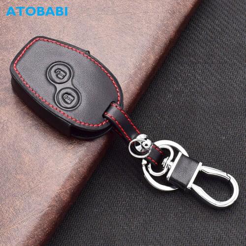 ATOBABI Leather Car Key Case For Renault Dacia Sandero Logan Duster Dokker Kangoo 2 Buttons Remote Control Fobs Protector Cover