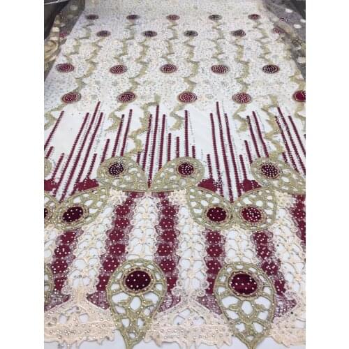 Lace fabric 2020 high quality lace nigerian lace fabric for women dress african tulle lace with stones 5yards per piece ZX3255
