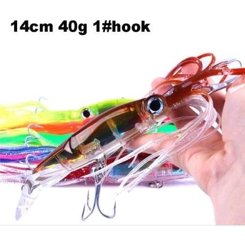 2020 Hot 6 Color 40g 14cm Fishing Lure Hard Bait Long Tail Octopus Lures Artificial Bait Squid Skirt Fishing Tackle Tools