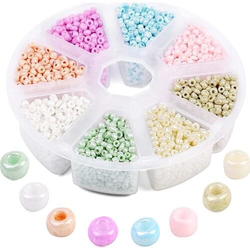 LMDZ 3600Pcs Glass Seed Beads 3mm 8/0 Bracelet Beads Set Assorted Glass Beads with 8-Grid Plastic Storage Box for Jewelry Making