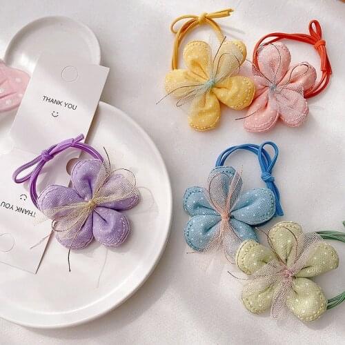 Small Flowers Elastic Hair Bands For Girls Baby Hair Accessories Hair Ring Hair Wear Scrunchies Mesh Headdress