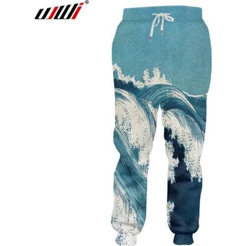 UJWI Mens Harajuku Loose Pants Unisex Big Size Trousers 3D Printed The New Listing Wave And Ukiyo-e Sweatpants Suppliers