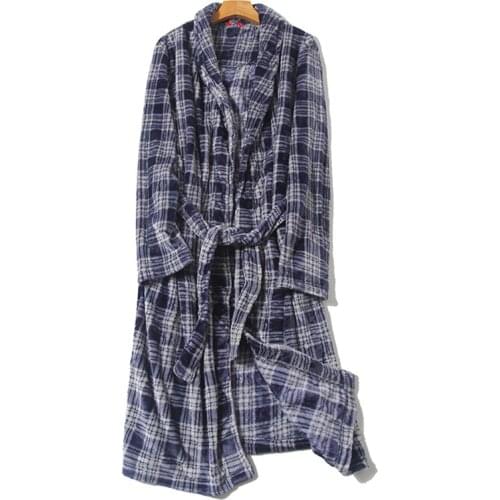 Nightgown For Men Winter Flannel Warm Robe
