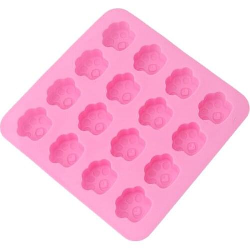 Wholesale New Pink 16 Holes Cute Pet Cat Dog Paws Silicone Mold DIY Fondant Cake Decorative Tools Cookie Chocolate Mould