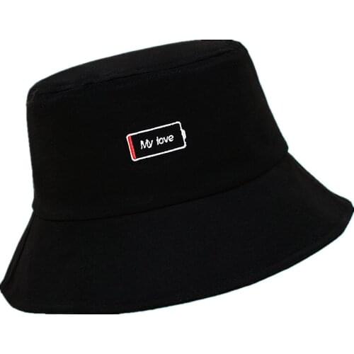 Cotton My Love Letter Embroidery Bucket Hat Fisherman Hat Outdoor Travel Hat Sun Cap Hats for Men and Women 36