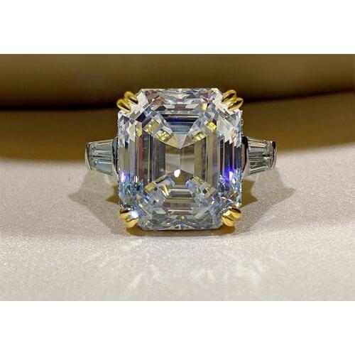 Charms 100% 925 Sterling Silver 13*15MM 15CT Square Cut Citrine Pink Gemstone Rings For Women Fine Jewelry