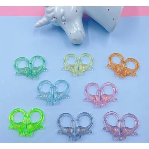 30pcs/lot 15x25mm Candy Color Transparent Plastic Loster Clasp Hooks End Connector for DIY Bracelet Necklace Jewelry Accessories
