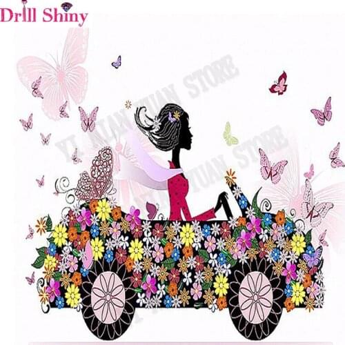 Drill Shiny Cartoon Flower fairy car DIY Diamond Painting Diamond Embroidery Full Rhinestones Cross Stitch Decoration Paintings