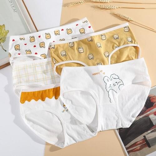 Cute Womens Panties Comfort Cotton Briefs Cartoon Breathable Underwear Health Girl Lingerie Soft Underpants Hot Sale