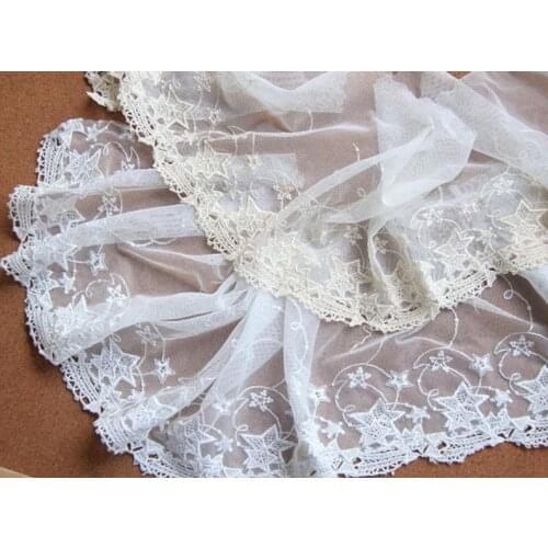 Classic Style Stars Tulle Lace Trim In Off White/Beige/Black For Tulle Skirt, Curtain, Dolls Outfits, Bag Decor 1 Yard