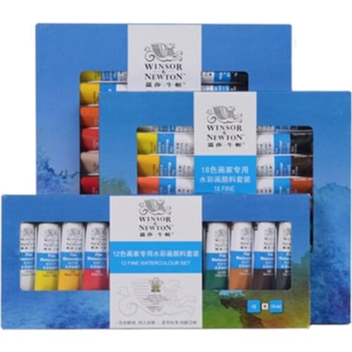 WINSOR&NEWTON 12/18/24/36 Colors Watercolor Painting Paint Fine Smooth High Quality 10ML Watercolor Pigment For Artist Student