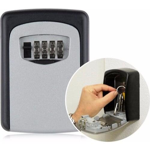 Key Lock Box 4 Password Metal Alloy Storage Key Storage Organizer Boxes Portable Safe Box Wall Mounted Keys Combination Lock