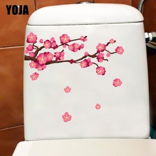 YOJA 21X18.7CM Cartoon Plum Branch Creative Home Room Wall Decor Decals Fashion WC Toilet Sticker T1-2266