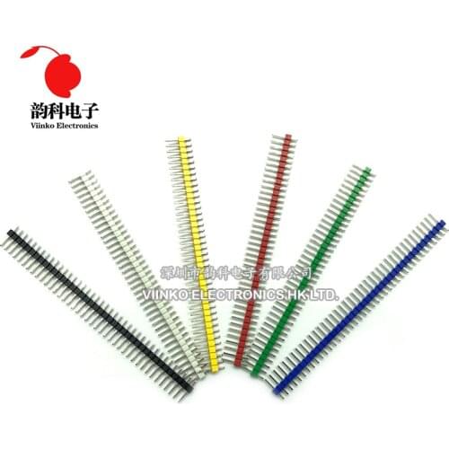 120pcs/lot 2.54mm Black + White + Red + Yellow + Blue + Green Single Row Male 1X40 1*40 Pin Header Strip (6 colors each 20pcs)
