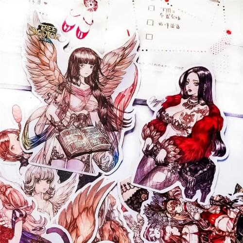 13pcs Cute Kawaii Lolita retro girl Stickers Decal For Phone Car Case Waterproof Laptop Album diary Backpack Kids Toy Stickers