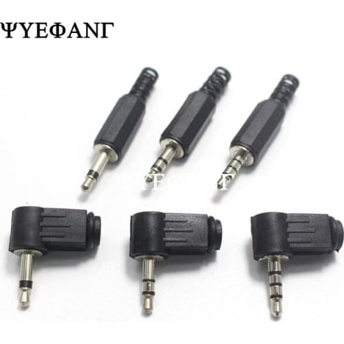 2pcs 3.5mm Audio Mono Stereo Male jack Plug 3.5 mm 2pole 3pole 4pole Right Angle Plugs for Phone Headset