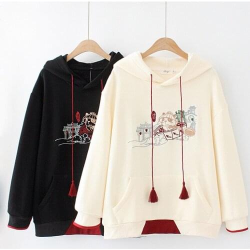 2020 New Plus Size Autumn Winter Women Plus Velvet Sweatshirts Long Sleeve Embroidery Loose Hoodies Casual Tops Oversize KW1008